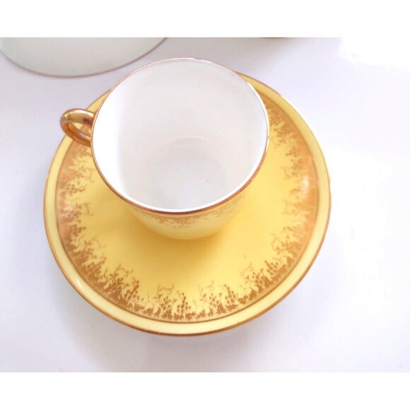 Vintage Coalport Bone China Demitasse Cups & Saucers Sets One Green/One Yellow - Picture 15 of 16